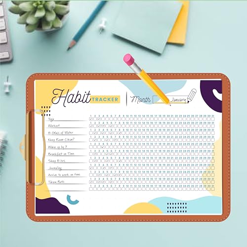 Habit Tracker Calendar - Inspirational Habit Journal - 12 Sheets Daily Habit Tracker Journal and Goal Board - Motivational Goal Journal - Great Tool For Productivity And Workout (Design-24) image 6