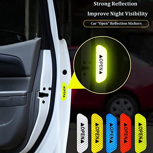 4 pcs Car Reflective Stickers Night Visibility Warning Reflective Door Open Sign Tape Universal Adhesive for Auto 9.5 x 2.5cm image 3