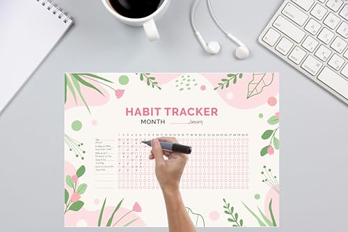 Habit Tracker Calendar - Inspirational Habit Journal - 12 Sheets Daily Habit Tracker Journal and Goal Board - Motivational Goal Journal - Great Tool For Productivity And Workout (Design-29) image 3
