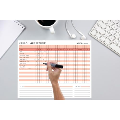 Habit Tracker Calendar - Inspirational Habit Journal - 12 Sheets Daily Habit Tracker Journal and Goal Board - Motivational Goal Journal - Great Tool For Productivity And Workout (Design-5) image 3