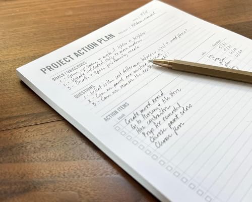 Project Planner Notepad, Single Side - 5.75 x 9” Planning Pad for Project Management with Checklist, Action Items, Notes - Task Planner - To Do List Organizer For Work & School - 50 Tear Off Sheets image 5