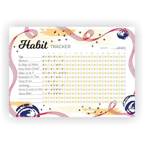 Habit Tracker Calendar - Inspirational Habit Journal - 12 Sheets Daily Habit Tracker Journal and Goal Board - Motivational Goal Journal - Great Tool For Productivity And Workout (Design-10)