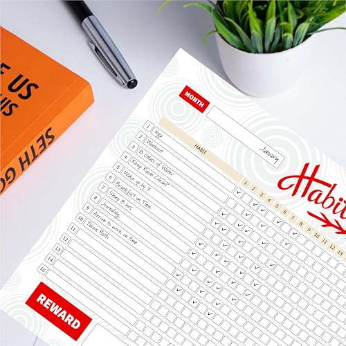 Habit Tracker Calendar - Inspirational Habit Journal - 12 Sheets Daily Habit Tracker Journal and Goal Board - Motivational Goal Journal - Great Tool For Productivity And Workout (Design-19) image 4
