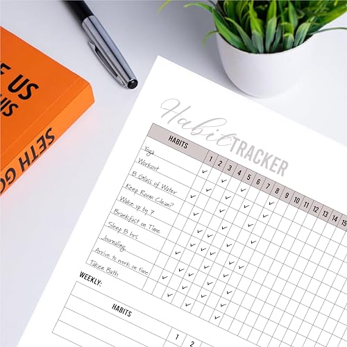 Habit Tracker Calendar - Inspirational Habit Journal - 12 Sheets Daily Habit Tracker Journal and Goal Board - Motivational Goal Journal - Great Tool For Productivity And Workout (Design-22) image 5