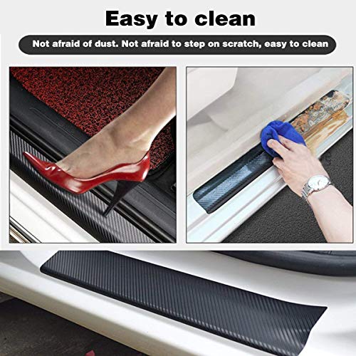 4pcs Carbon Fibre Sticker Car Door Sill Scuff Guard, Welcome Pedal Protect, Anti-Kick Scratch CAR Foot Steps image 3