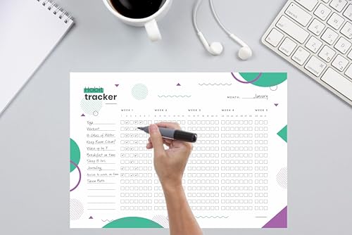 Habit Tracker Calendar - Inspirational Habit Journal - 12 Sheets Daily Habit Tracker Journal and Goal Board - Motivational Goal Journal - Great Tool For Productivity And Workout (Design-27) image 2