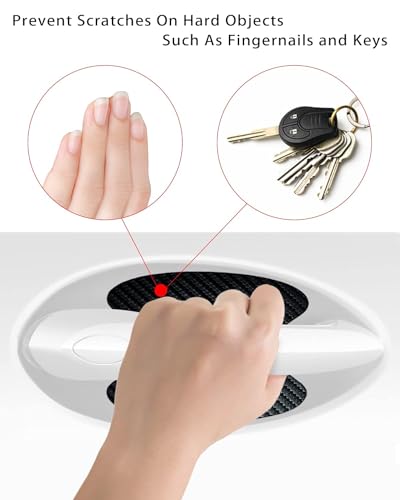 4PCS Car Door Handle Scratch Protectors, Carbon Fiber Paint Scratch Protector Sticker Auto Door Paint Guard Car Door Cup Scratch Protection Films image 4