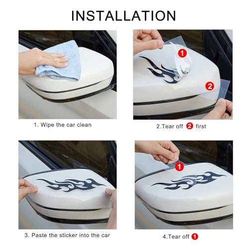 Flame Reflective Sticker for Car Flame Racing Sports Stripe Decal Vinyl Waterproof Decal Decoration for Car Body Vehicles 4 Pcs image 4