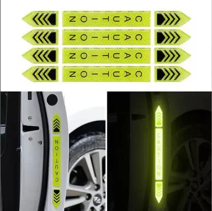 4 Pcs Car-Styling Caution Tap Car Door Stickers Warning Mark Reflective Tape Sign Safety Reflective Strip Light Auto Accessories image 13