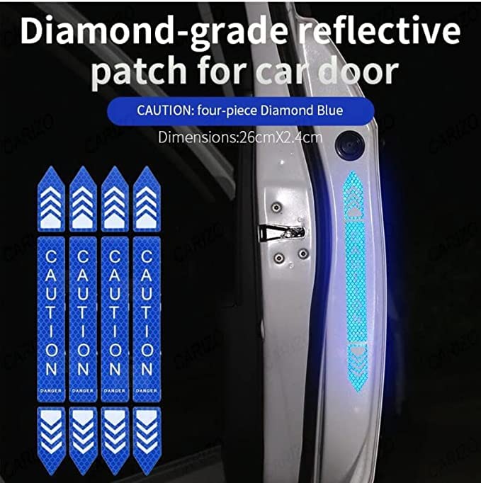 4 Pcs Car-Styling Caution Tap Car Door Stickers Warning Mark Reflective Tape Sign Safety Reflective Strip Light Auto Accessories image 9