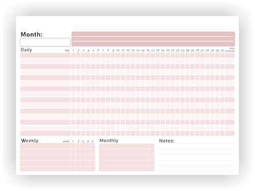 Habit Tracker Calendar - Inspirational Habit Journal - 12 Sheets Daily Habit Tracker Journal and Goal Board - Motivational Goal Journal - Great Tool For Productivity And Workout (Design-23) image 1