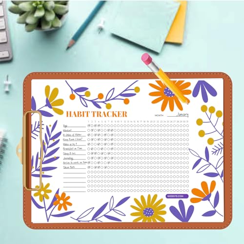 Habit Tracker Calendar - Inspirational Habit Journal - 12 Sheets Daily Habit Tracker Journal and Goal Board - Motivational Goal Journal - Great Tool For Productivity And Workout (Design-12) image 5