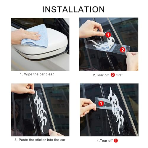 Flame Reflective Sticker for Car Flame Racing Sports Stripe Decal Vinyl Waterproof Decal Decoration for Car Body Vehicles 4 Pcs image 17