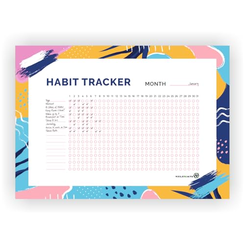 Habit Tracker Calendar - Inspirational Habit Journal - 12 Sheets Daily Habit Tracker Journal and Goal Board - Motivational Goal Journal - Great Tool For Productivity And Workout (Design-16)