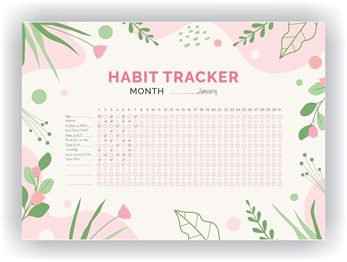Habit Tracker Calendar - Inspirational Habit Journal - 12 Sheets Daily Habit Tracker Journal and Goal Board - Motivational Goal Journal - Great Tool For Productivity And Workout (Design-29) image 1