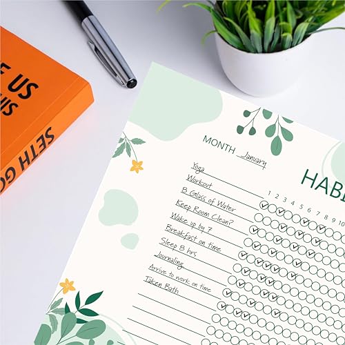 Habit Tracker Calendar - Inspirational Habit Journal - 12 Sheets Daily Habit Tracker Journal and Goal Board - Motivational Goal Journal - Great Tool For Productivity And Workout (Design-28) image 4