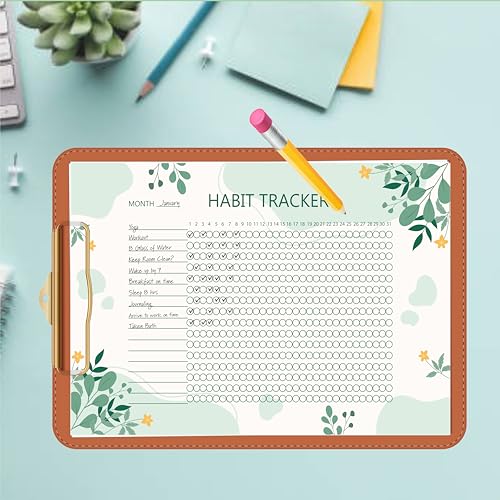 Habit Tracker Calendar - Inspirational Habit Journal - 12 Sheets Daily Habit Tracker Journal and Goal Board - Motivational Goal Journal - Great Tool For Productivity And Workout (Design-28) image 6