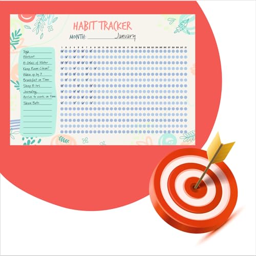 Habit Tracker Calendar - Inspirational Habit Journal - 12 Sheets Daily Habit Tracker Journal and Goal Board - Motivational Goal Journal - Great Tool For Productivity And Workout (Design-13) image 4