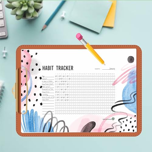Habit Tracker Calendar - Inspirational Habit Journal - 12 Sheets Daily Habit Tracker Journal and Goal Board - Motivational Goal Journal - Great Tool For Productivity And Workout (Design-21) image 5