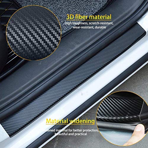 4pcs Carbon Fibre Sticker Car Door Sill Scuff Guard, Welcome Pedal Protect, Anti-Kick Scratch CAR Foot Steps image 4