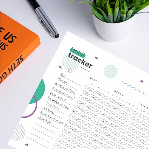 Habit Tracker Calendar - Inspirational Habit Journal - 12 Sheets Daily Habit Tracker Journal and Goal Board - Motivational Goal Journal - Great Tool For Productivity And Workout (Design-27) image 5