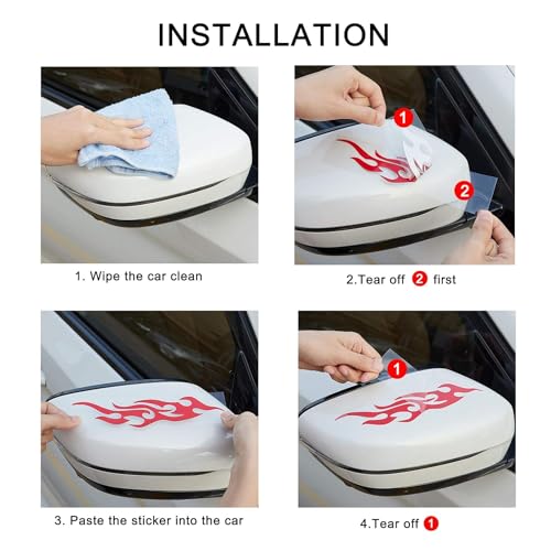 Flame Reflective Sticker for Car Flame Racing Sports Stripe Decal Vinyl Waterproof Decal Decoration for Car Body Vehicles 4 Pcs image 10