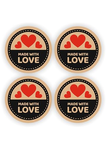 Kraft, 80 Pieces, 2inches, Round, Unique Designs, Self-Adhesive Stickers Labels Roll Decor Tags for Baking Packages, Homemade Gifts, Small Business Supplies