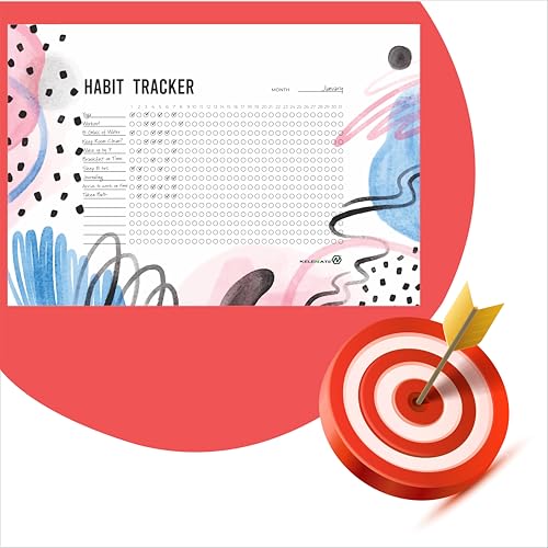 Habit Tracker Calendar - Inspirational Habit Journal - 12 Sheets Daily Habit Tracker Journal and Goal Board - Motivational Goal Journal - Great Tool For Productivity And Workout (Design-21) image 4