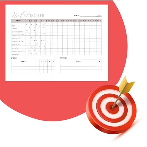 Habit Tracker Calendar - Inspirational Habit Journal - 12 Sheets Daily Habit Tracker Journal and Goal Board - Motivational Goal Journal - Great Tool For Productivity And Workout (Design-22) image 6