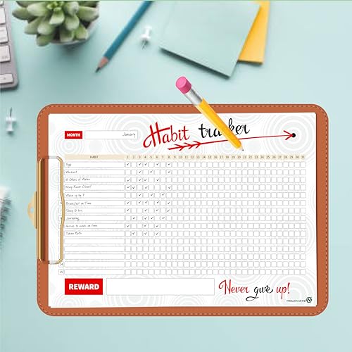 Habit Tracker Calendar - Inspirational Habit Journal - 12 Sheets Daily Habit Tracker Journal and Goal Board - Motivational Goal Journal - Great Tool For Productivity And Workout (Design-19) image 6