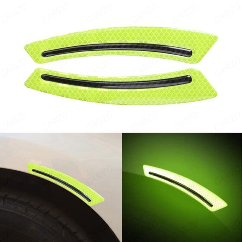 2pc Car Wheel Eyebrow Fender Reflective Stickers Decals Carbon Fiber Strip image 12