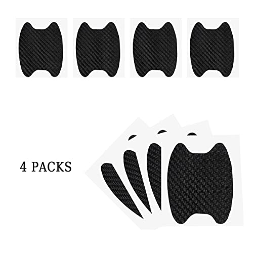 4Pcs Car Door Handle Cup Stickers, Carbon Fiber Scratch Auto Door Protective Film, Non-Marking Car Door Bowl Protector,Handle Paint Cover Guard - Carbon Fibre image 3
