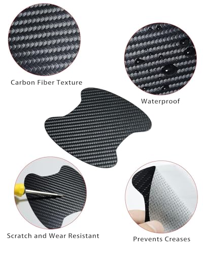 4PCS Car Door Handle Scratch Protectors, Carbon Fiber Paint Scratch Protector Sticker Auto Door Paint Guard Car Door Cup Scratch Protection Films image 6