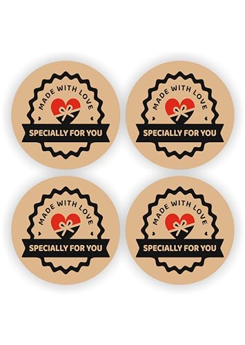 Kraft, 80 Pieces, 2inches, Round, Unique Designs, Self-Adhesive Stickers Labels Roll Decor Tags for Baking Packages, Homemade Gifts, Small Business Supplies