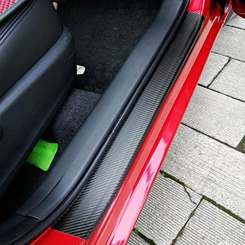 4Pcs 23.6Inch Car Door Sill Protector, Automotive Door Sill Scuff Plate Film Carbon Fiber Vinyl Wrap Stickers, Anti Scratch Entry Guard image 8