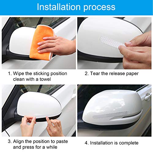 2pcs Rearview Mirror Sticker, Automotive Reflective Stickers Mirror Protection Car Rear View Mirror Stickers Night Light Warning Strip image 8