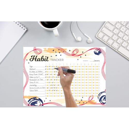 Habit Tracker Calendar - Inspirational Habit Journal - 12 Sheets Daily Habit Tracker Journal and Goal Board - Motivational Goal Journal - Great Tool For Productivity And Workout (Design-10) image 5