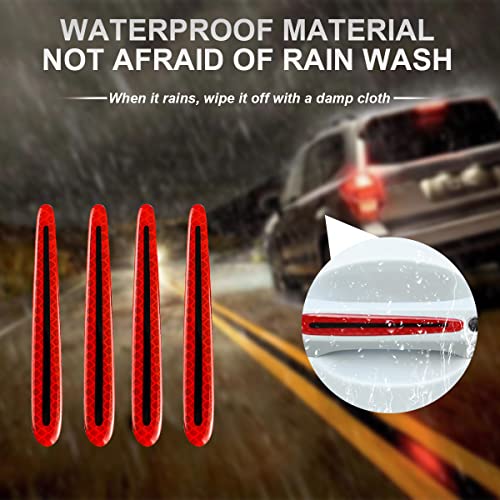 4PCS Car Door Handle Protector Reflective Stickers, 3D Car Door Handle Cup Scratches Protective Films, Night Visibility Safety Warning Decal image 14