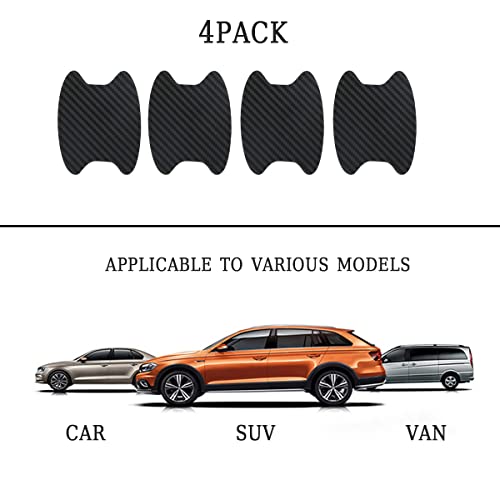4Pcs Car Door Handle Cup Stickers, Carbon Fiber Scratch Auto Door Protective Film, Non-Marking Car Door Bowl Protector,Handle Paint Cover Guard - Carbon Fibre image 4