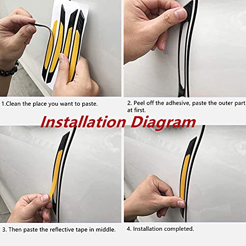 4Pcs Reflective Car Door Edge Guard Stickers Carbon Fiber Auto Car Door Edge Bump Protector Sticker image 17