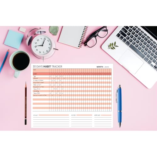 Habit Tracker Calendar - Inspirational Habit Journal - 12 Sheets Daily Habit Tracker Journal and Goal Board - Motivational Goal Journal - Great Tool For Productivity And Workout (Design-5) image 4