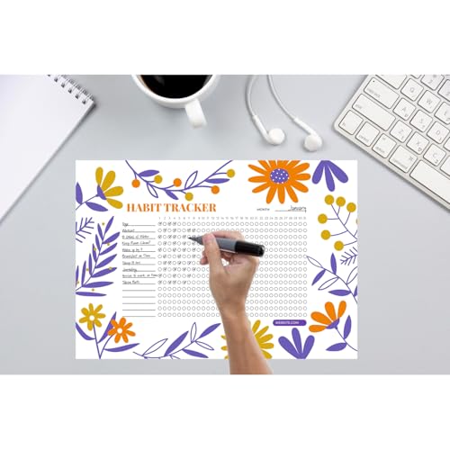 Habit Tracker Calendar - Inspirational Habit Journal - 12 Sheets Daily Habit Tracker Journal and Goal Board - Motivational Goal Journal - Great Tool For Productivity And Workout (Design-12) image 6