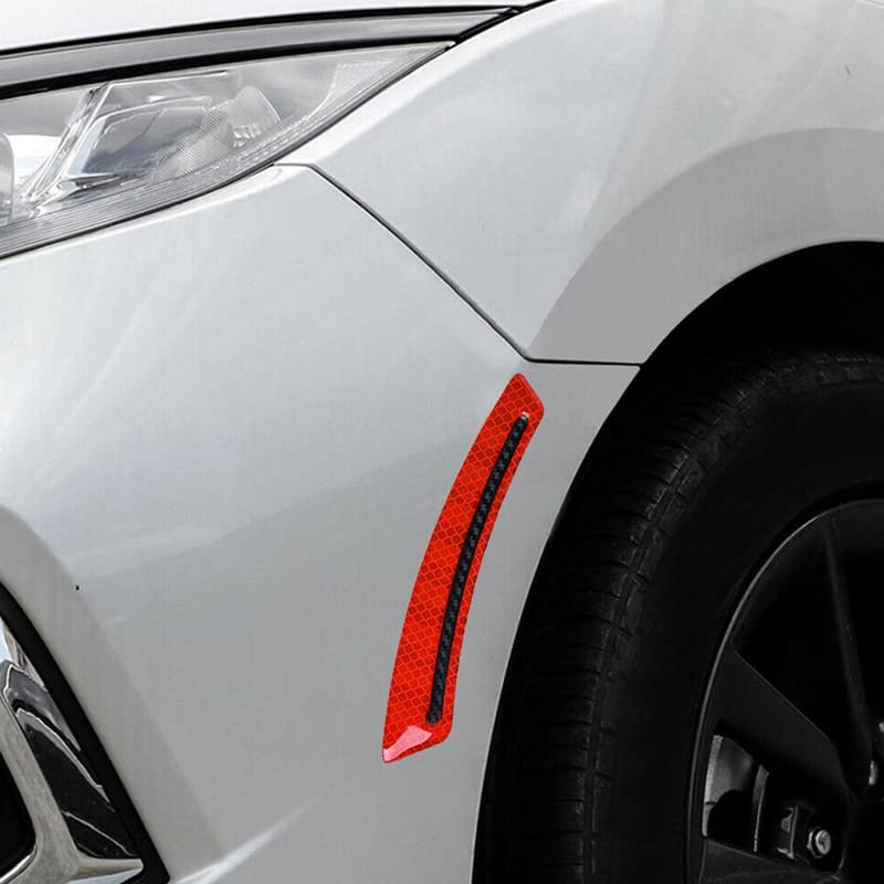 2pc Car Wheel Eyebrow Fender Reflective Stickers Decals Carbon Fiber Strip image 18